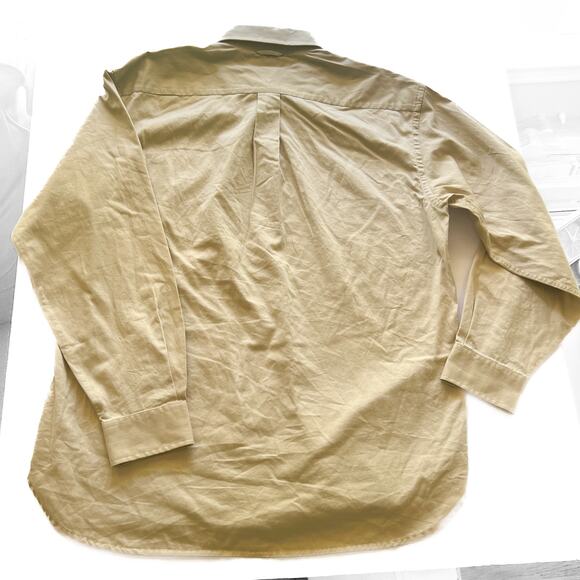 VTG Tommy Hilfiger Tan Longsleeve Button Down 100 Cotton Suede Collar Trim L - Picture 2 of 11